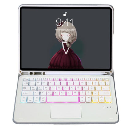 For iPad 11 2025 / 10th Gen 10.9 2022 A10B-AS Lambskin Texture Backlight Bluetooth Touch Keyboard Leather Tablet Case with Pen Slot (Grey) - Universal by buy2fix | Online Shopping UK | buy2fix