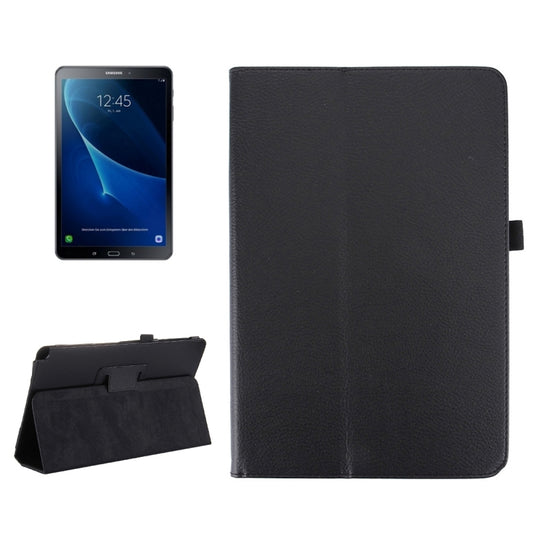 For Galaxy Tab A 10.1 (2016) / P585 Litchi Texture Horizontal Flip Leather Case with Holder(Black) - Tab A 10.1 by buy2fix | Online Shopping UK | buy2fix