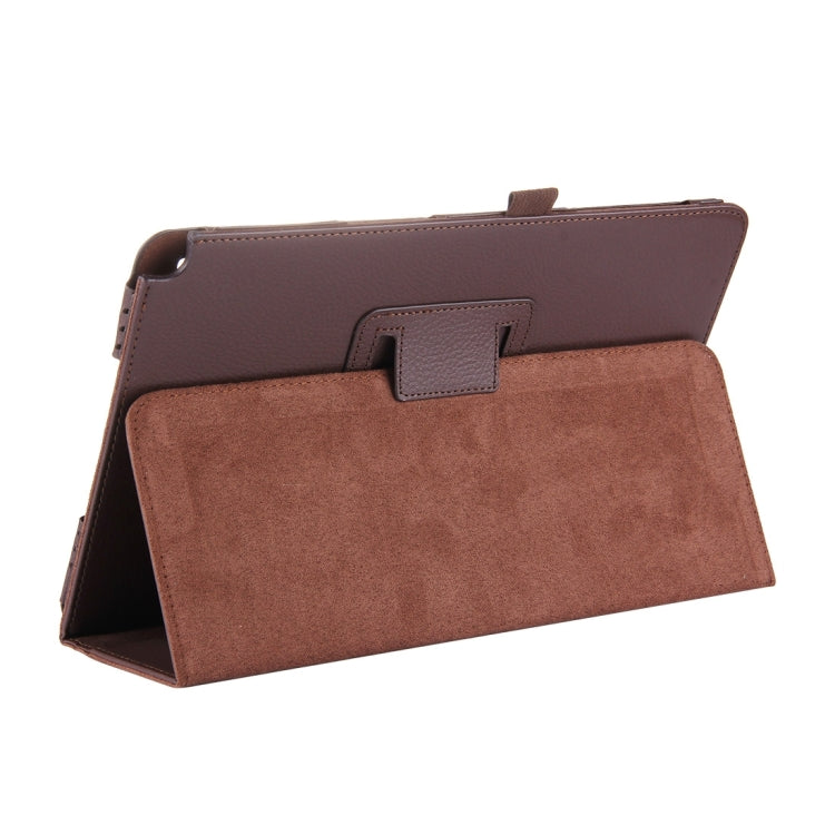 For Galaxy Tab A 10.1 (2016) / P585 Litchi Texture Horizontal Flip Leather Case with Holder(Brown) by buy2fix