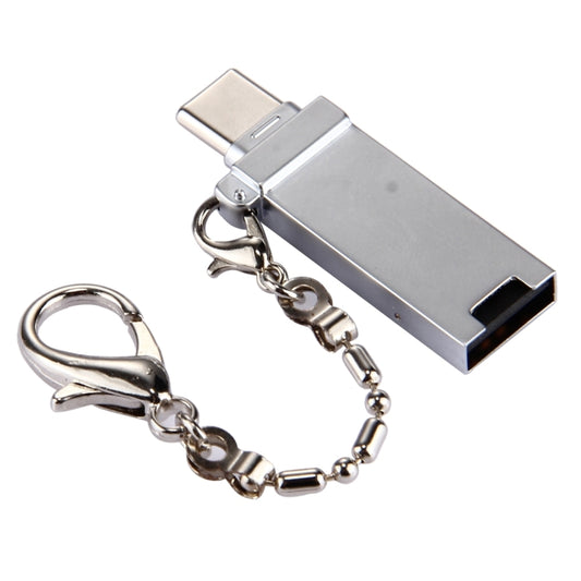 Mini Aluminum Alloy USB 2.0 Female to USB-C / Type-C Male Port Connector Adapter with Chain(Grey) by buy2fix