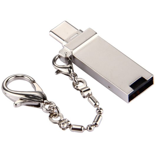 Mini Aluminum Alloy USB 2.0 Female to USB-C / Type-C Male Port Connector Adapter with Chain(Gold) by buy2fix
