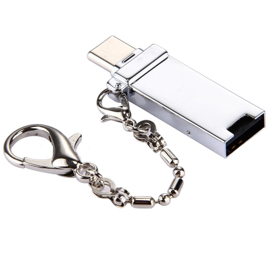 Mini Aluminum Alloy USB 2.0 Female to USB-C / Type-C Male Port Connector Adapter with Chain(Silver) by buy2fix