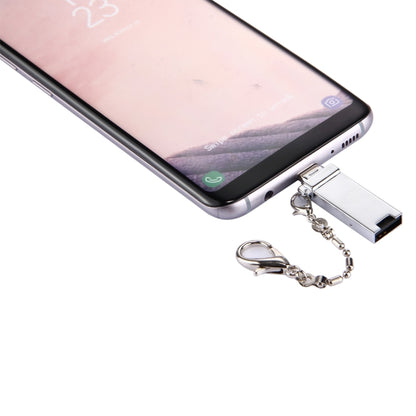 Mini Aluminum Alloy USB 2.0 Female to USB-C / Type-C Male Port Connector Adapter with Chain(Silver) - OTG Adapter by buy2fix | Online Shopping UK | buy2fix