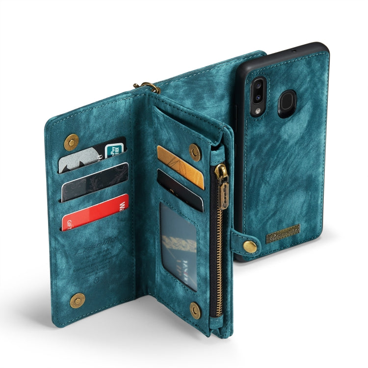 CaseMe-008 Detachable Multifunctional Retro Frosted Horizontal Flip Leather Case for Galaxy A20 / M10S, with Card Slot & Holder & Zipper Wallet & Photo Frame(Blue) - Galaxy Phone Cases by CaseMe | Online Shopping UK | buy2fix