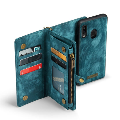 CaseMe-008 Detachable Multifunctional Retro Frosted Horizontal Flip Leather Case for Galaxy A20 / M10S, with Card Slot & Holder & Zipper Wallet & Photo Frame(Blue) - Galaxy Phone Cases by CaseMe | Online Shopping UK | buy2fix