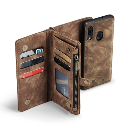 CaseMe-008 Detachable Multifunctional Retro Frosted Horizontal Flip Leather Case for Galaxy A20 / M10S, with Card Slot & Holder & Zipper Wallet & Photo Frame(Brown) - Galaxy Phone Cases by CaseMe | Online Shopping UK | buy2fix