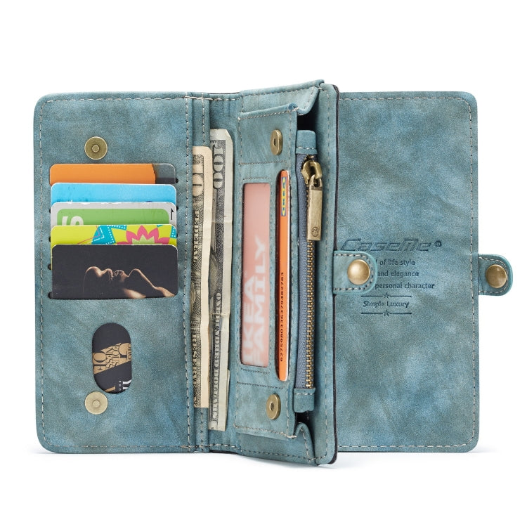 CaseMe-008 Detachable Multifunctional Retro Frosted Horizontal Flip Leather Case for Galaxy A50, with Card Slot & Holder & Zipper Wallet & Photo Frame(Blue) - Galaxy Phone Cases by CaseMe | Online Shopping UK | buy2fix