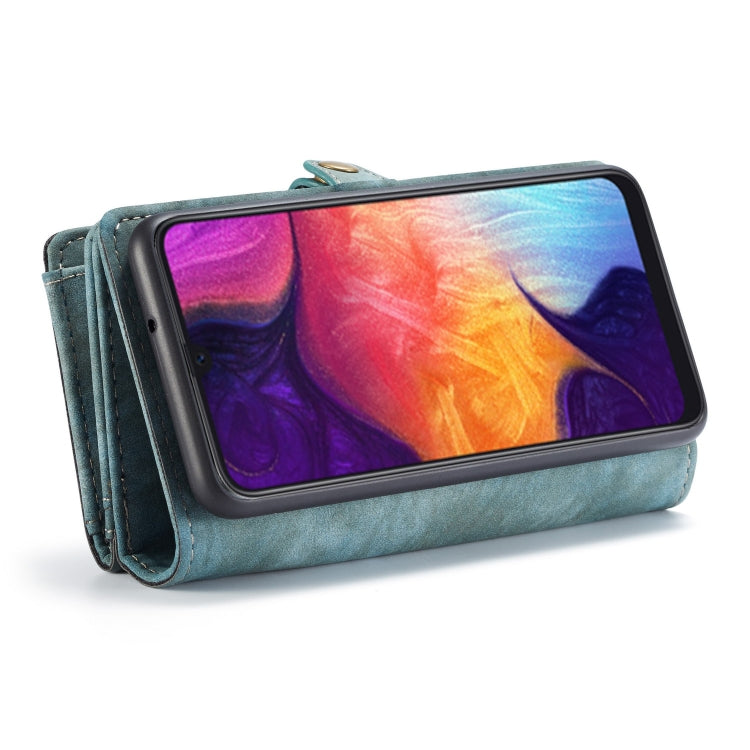 CaseMe-008 Detachable Multifunctional Retro Frosted Horizontal Flip Leather Case for Galaxy A50, with Card Slot & Holder & Zipper Wallet & Photo Frame(Blue) - Galaxy Phone Cases by CaseMe | Online Shopping UK | buy2fix