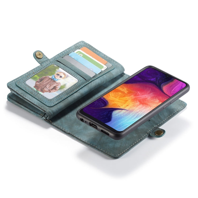 CaseMe-008 Detachable Multifunctional Retro Frosted Horizontal Flip Leather Case for Galaxy A50, with Card Slot & Holder & Zipper Wallet & Photo Frame(Blue) - Galaxy Phone Cases by CaseMe | Online Shopping UK | buy2fix