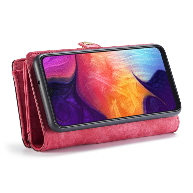CaseMe-008 Detachable Multifunctional Retro Frosted Horizontal Flip Leather Case for Galaxy A50, with Card Slot & Holder & Zipper Wallet & Photo Frame(Red) - Galaxy Phone Cases by CaseMe | Online Shopping UK | buy2fix