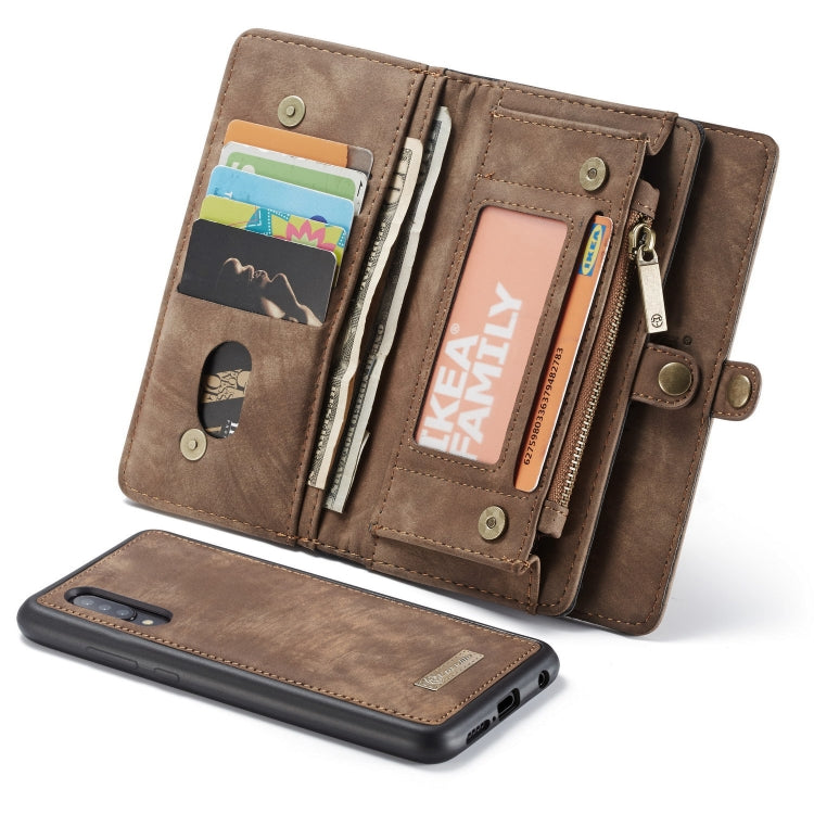CaseMe-008 Detachable Multifunctional Retro Frosted Horizontal Flip Leather Case for Galaxy A50, with Card Slot & Holder & Zipper Wallet & Photo Frame(Brown) - Galaxy Phone Cases by CaseMe | Online Shopping UK | buy2fix