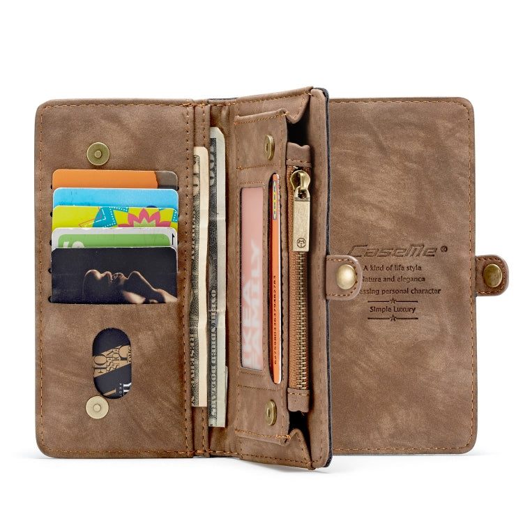 CaseMe-008 Detachable Multifunctional Retro Frosted Horizontal Flip Leather Case for Galaxy A50, with Card Slot & Holder & Zipper Wallet & Photo Frame(Brown) - Galaxy Phone Cases by CaseMe | Online Shopping UK | buy2fix