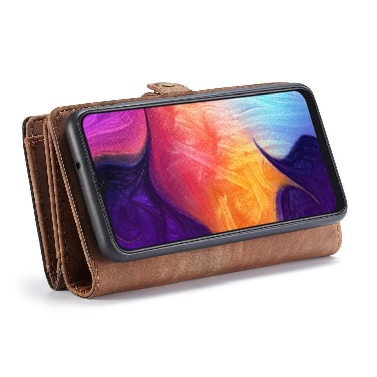 CaseMe-008 Detachable Multifunctional Retro Frosted Horizontal Flip Leather Case for Galaxy A50, with Card Slot & Holder & Zipper Wallet & Photo Frame(Brown) - Galaxy Phone Cases by CaseMe | Online Shopping UK | buy2fix