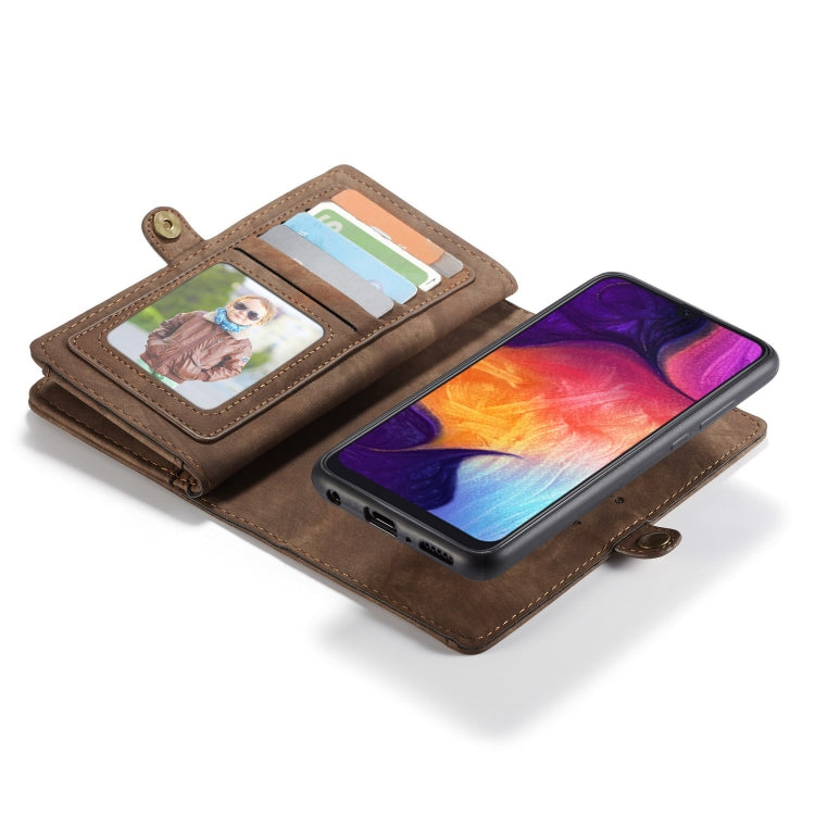 CaseMe-008 Detachable Multifunctional Retro Frosted Horizontal Flip Leather Case for Galaxy A50, with Card Slot & Holder & Zipper Wallet & Photo Frame(Brown) - Galaxy Phone Cases by CaseMe | Online Shopping UK | buy2fix