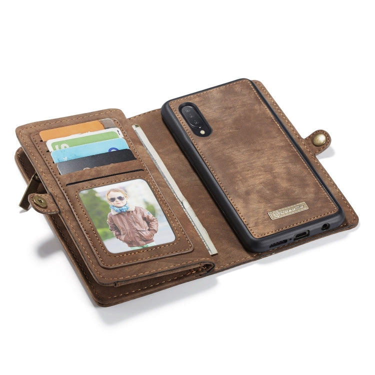 CaseMe-008 Detachable Multifunctional Retro Frosted Horizontal Flip Leather Case for Galaxy A50, with Card Slot & Holder & Zipper Wallet & Photo Frame(Brown) - Galaxy Phone Cases by CaseMe | Online Shopping UK | buy2fix
