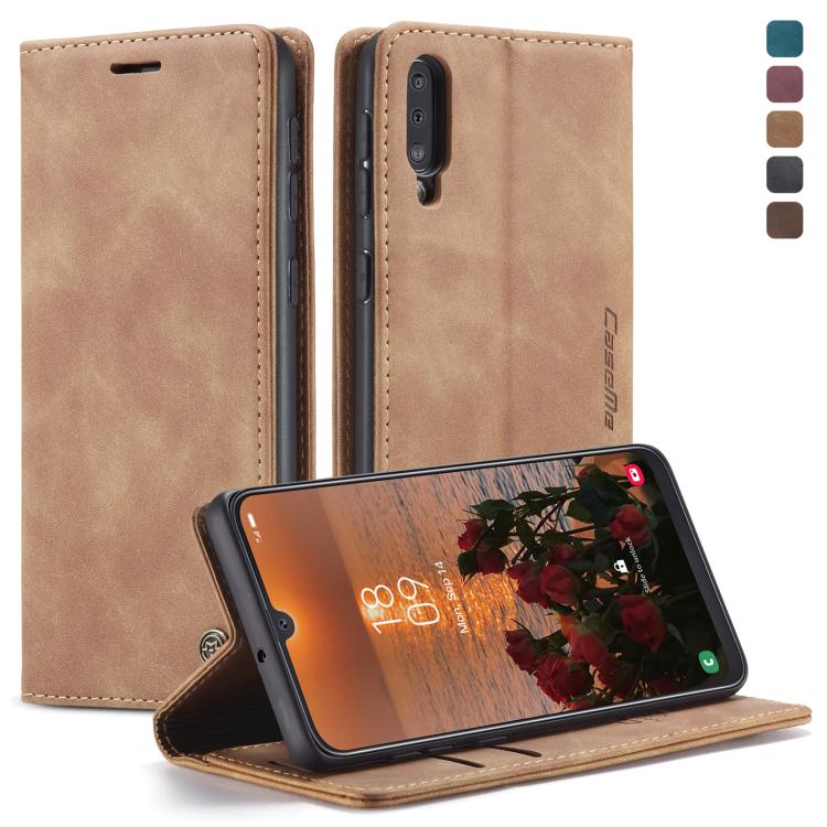 CaseMe-013 Multifunctional Retro Frosted Horizontal Flip Leather Case for Galaxy A30S / A50S / A50, with Card Slot & Holder & Zipper Wallet & Photo Frame(Brown) by CaseMe
