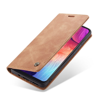 CaseMe-013 Multifunctional Retro Frosted Horizontal Flip Leather Case for Galaxy A30S / A50S / A50, with Card Slot & Holder & Zipper Wallet & Photo Frame(Brown) by CaseMe