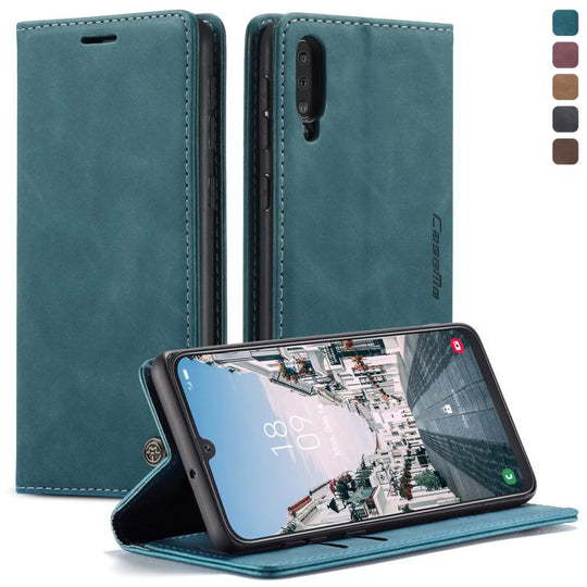 CaseMe-013 Multifunctional Retro Frosted Horizontal Flip Leather Case for Galaxy A30S / A50S / A50, with Card Slot & Holder & Zipper Wallet & Photo Frame(Blue)