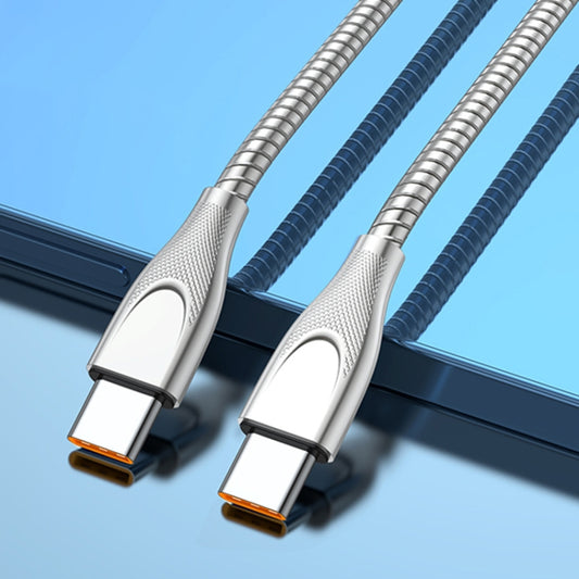 ADC-009 USB-C / Type-C to USB-C / Type-C Zinc Alloy Hose Fast Charging Data Cable, Cable Length: 1m(Silver) by buy2fix