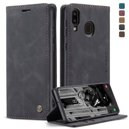 CaseMe-013 Multifunctional Retro Frosted Horizontal Flip Leather Case for Galaxy A40, with Card Slot & Holder & Wallet(Black)