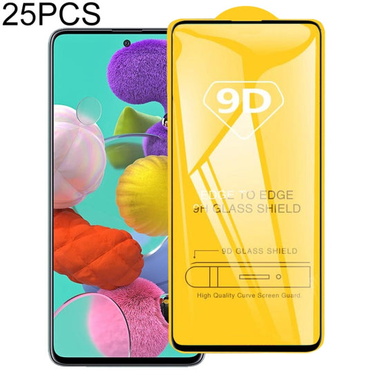 25 PCS For Galaxy A51 9D Full Glue Full Screen Tempered Glass Film