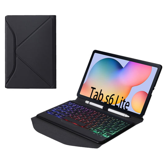 B610S Diamond Texture Triangle Back Holder Splittable Bluetooth Keyboard Leather Tablet Case with Backlight for Samsung Galaxy Tab S6 Lite (Black Black) - Samsung Keyboard by buy2fix | Online Shopping UK | buy2fix