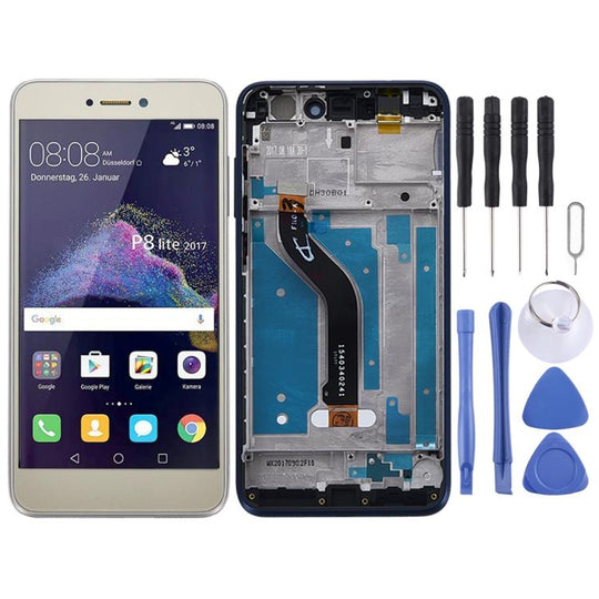 LCD-Bildschirm und Digitizer-Vollmontage mit Rahmen für Huawei P8 Lite (2017) (Gold)