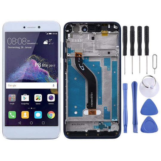 LCD-Bildschirm und Digitizer-Vollmontage mit Rahmen für Huawei P8 Lite (2017) (Weiß)