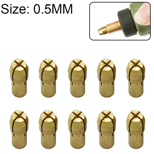 10 PCS Three-claw Copper Clamp Nut for Electric Mill Fittings，Bore diameter: 0.5mm by buy2fix