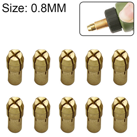 10 PCS Three-claw Copper Clamp Nut for Electric Mill Fittings，Bore diameter: 0.8mm by buy2fix