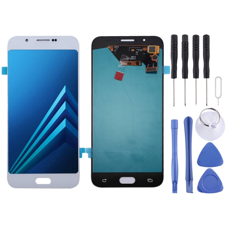 Oled LCD Screen for Galaxy A8 with Digitizer Full Assembly (White) - LCD Screen by buy2fix | Online Shopping UK | buy2fix
