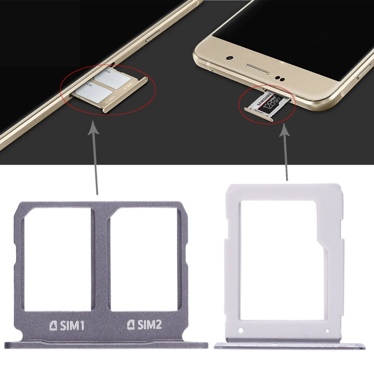 For Galaxy A9100 / A9 (2016) 2 SIM Card Tray + Micro SD Card Tray (Black) - Card Tray by buy2fix | Online Shopping UK | buy2fix