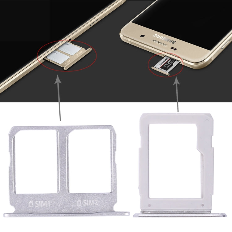 For Galaxy A9100 / A9 (2016) 2 SIM Card Tray + Micro SD Card Tray (White) - Card Tray by buy2fix | Online Shopping UK | buy2fix