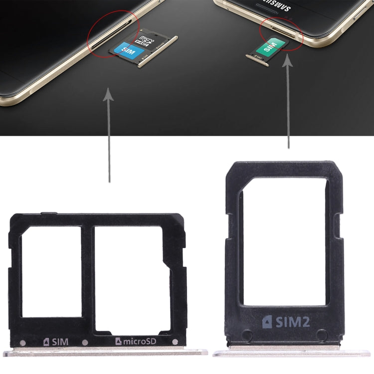 For Galaxy A5108 / A7108 2 SIM Card Tray + Micro SD Card Tray (Gold) - Card Tray by buy2fix | Online Shopping UK | buy2fix