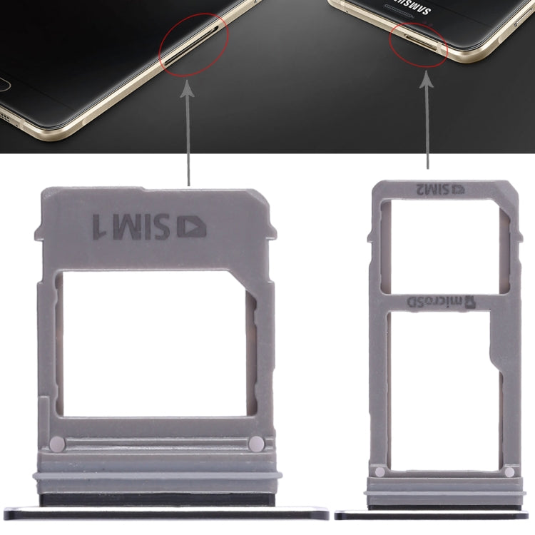 For Galaxy A520 / A720 2 SIM Card Tray + Micro SD Card Tray (Black) - Card Tray by buy2fix | Online Shopping UK | buy2fix