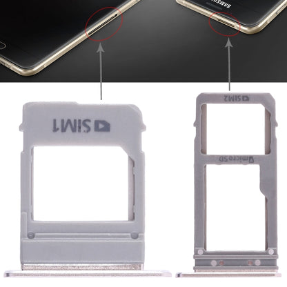 For Galaxy A520 / A720 2 SIM Card Tray + Micro SD Card Tray (Gold) - Card Tray by buy2fix | Online Shopping UK | buy2fix