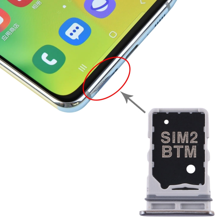 For Samsung Galaxy A80 SIM Card Tray + SIM Card Tray (Silver) - Card Tray by buy2fix | Online Shopping UK | buy2fix