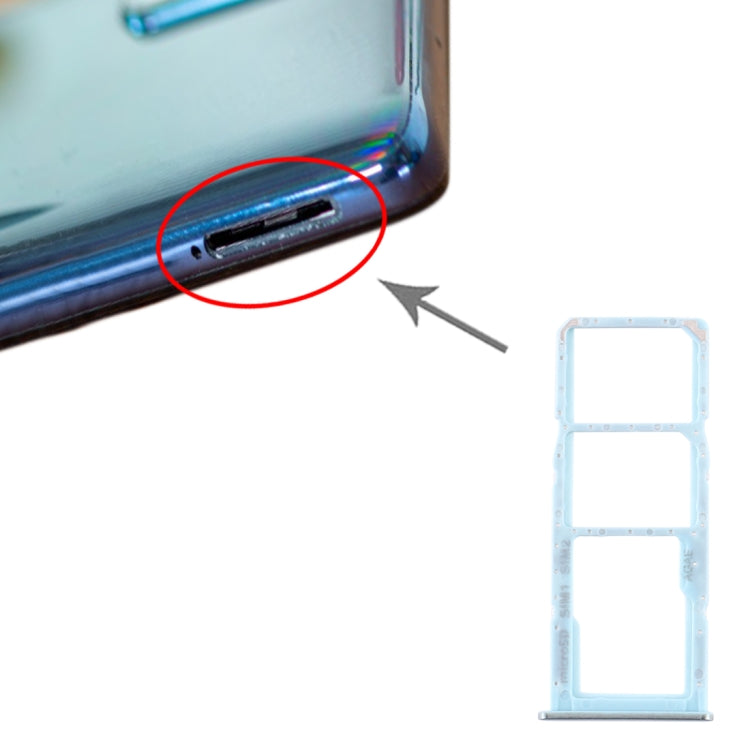 For Samsung Galaxy A71 SIM Card Tray + SIM Card Tray + Micro SD Card Tray (Blue) - Card Tray by buy2fix | Online Shopping UK | buy2fix