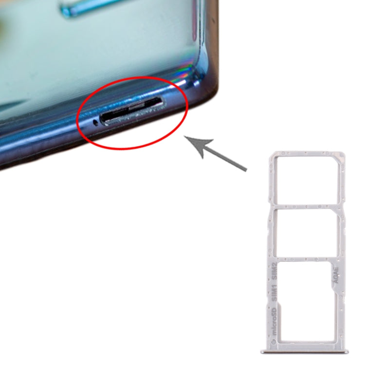 For Samsung Galaxy A71 SIM Card Tray + SIM Card Tray + Micro SD Card Tray (Silver) - Card Tray by buy2fix | Online Shopping UK | buy2fix