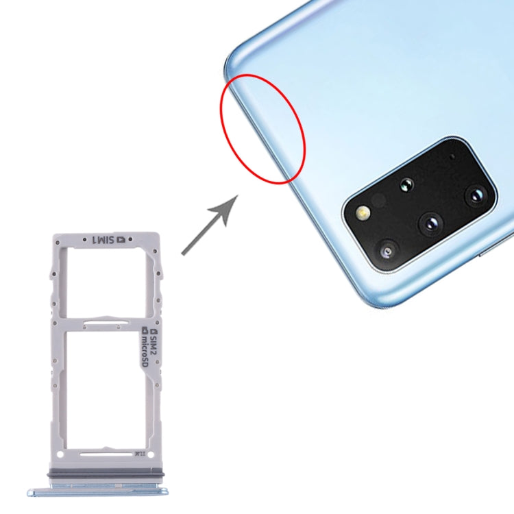 For Samsung Galaxy S20+ / Galaxy S20 Ultra SIM Card Tray + SIM Card Tray / Micro SD Card Tray (Blue) - Card Tray by buy2fix | Online Shopping UK | buy2fix
