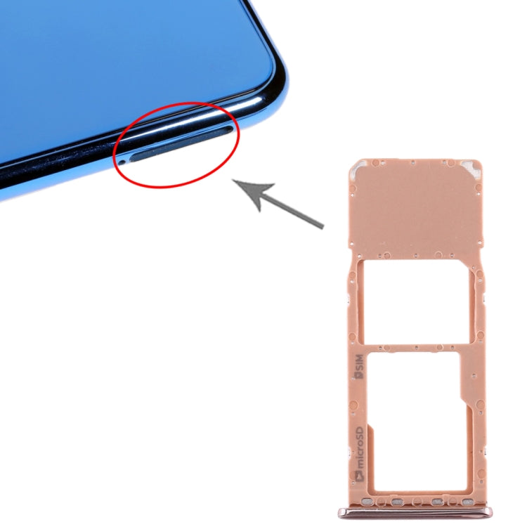 For Galaxy A7 (2018) / A750F SIM Card Tray + Micro SD Card Tray (Gold) - Card Tray by buy2fix | Online Shopping UK | buy2fix