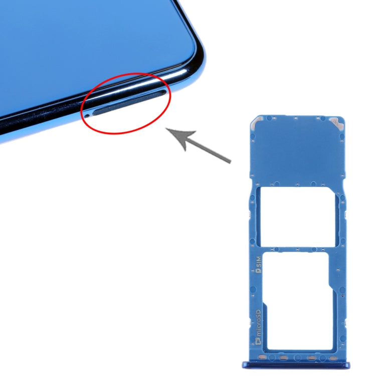 For Galaxy A7 (2018) / A750F SIM Card Tray + Micro SD Card Tray (Blue) - Card Tray by buy2fix | Online Shopping UK | buy2fix
