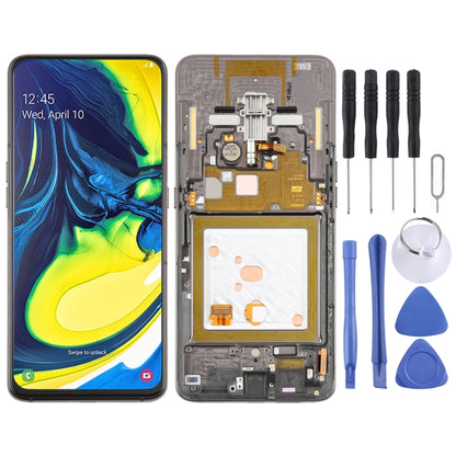 Original Super AMOLED LCD Screen for Galaxy A80 Digitizer Full Assembly with Frame (Black) - LCD Screen by buy2fix | Online Shopping UK | buy2fix