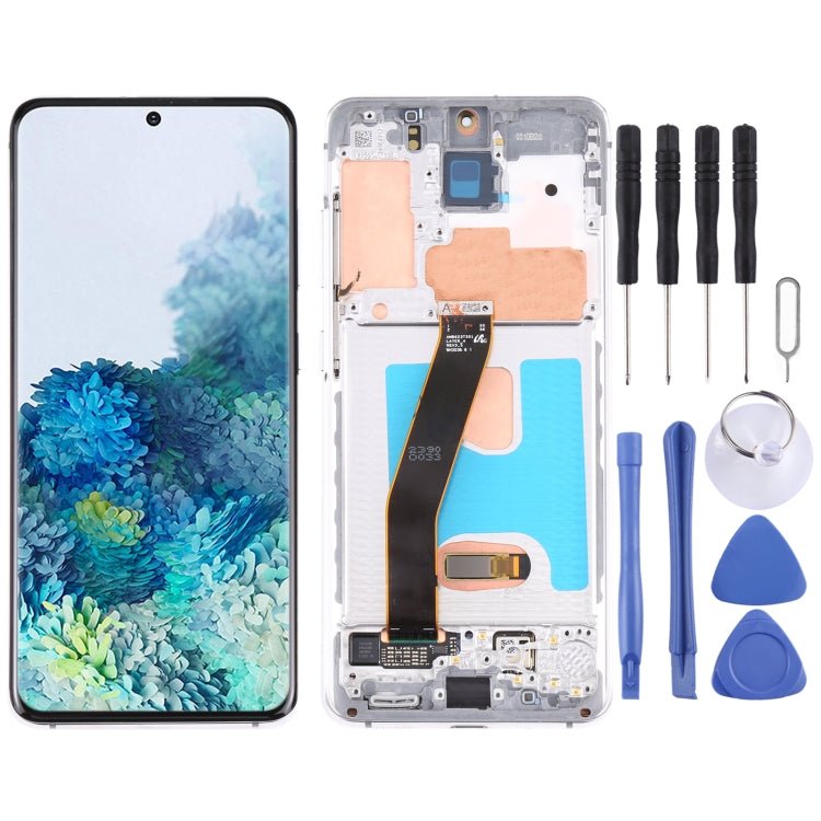 Original Dynamic AMOLED Material LCD Screen and Digitizer Full Assembly with Frame for Samsung Galaxy S20 4G SM-G980(Silver) - LCD Screen by buy2fix | Online Shopping UK | buy2fix