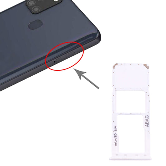 For Samsung Galaxy A21s SIM Card Tray + Micro SD Card Tray (White) - Card Tray by buy2fix | Online Shopping UK | buy2fix