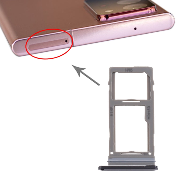 For Samsung Galaxy Note20 Ultra SIM Card Tray + Micro SD Card Tray (Black) - Card Tray by buy2fix | Online Shopping UK | buy2fix