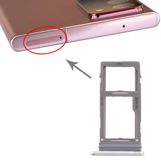For Samsung Galaxy Note20 Ultra SIM Card Tray + Micro SD Card Tray (Silver) - Card Tray by buy2fix | Online Shopping UK | buy2fix