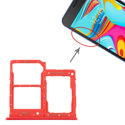 For Samsung Galaxy A2 Core SM-A260 SIM Card Tray + SIM Card Tray + Micro SD Card Tray (Red) - Card Tray by buy2fix | Online Shopping UK | buy2fix