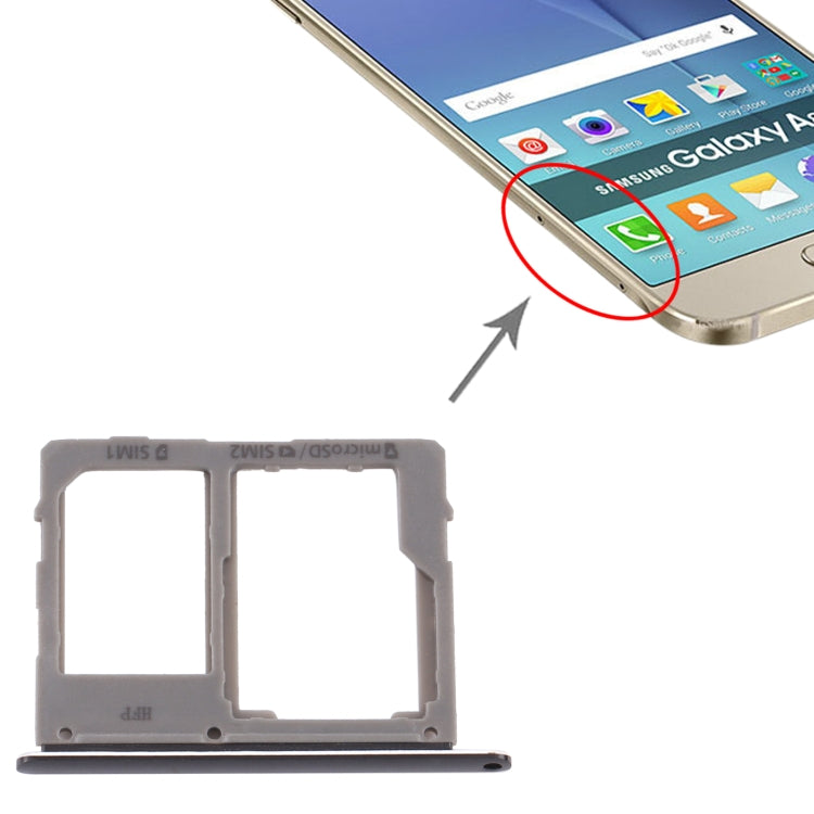 For Samsung Galaxy A8 Star / A9 Star SM-G8850 SIM Card Tray + SIM Card Tray / Micro SD Card Tray (Black) - Card Tray by buy2fix | Online Shopping UK | buy2fix