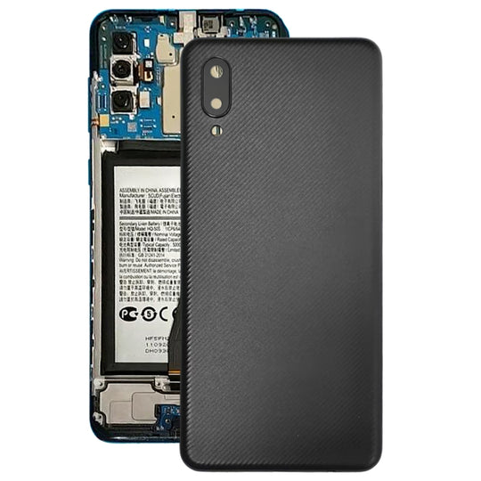 For Samsung Galaxy A02 Battery Back Cover with Camera Lens Frame (Black)